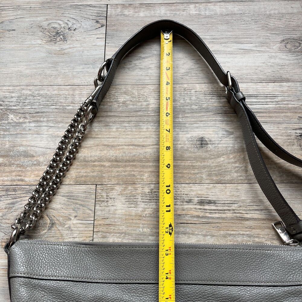 Coach Paxton Duffle Crossbody Grey Pebbled Leather Shoulder Bag Silver Chain - Picture 9 of 14